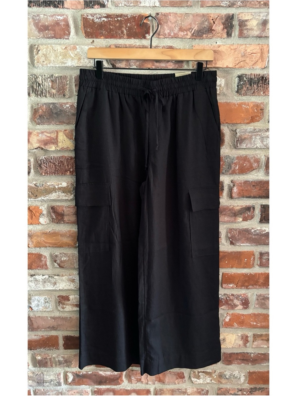 Chico’s Black Easy Pull On Linen Cargo Pants NWT